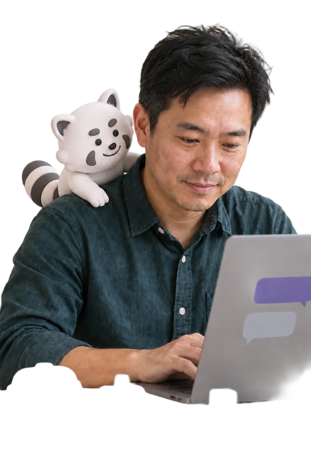 Gutsy mascot helping a person work with an AI agent