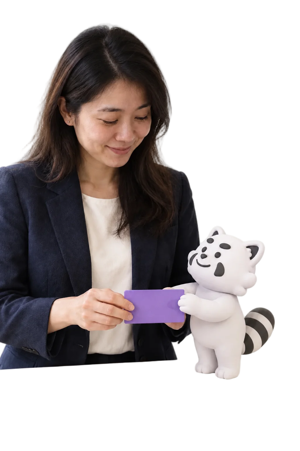 Gutsy mascot and a person exchanging a workflow step