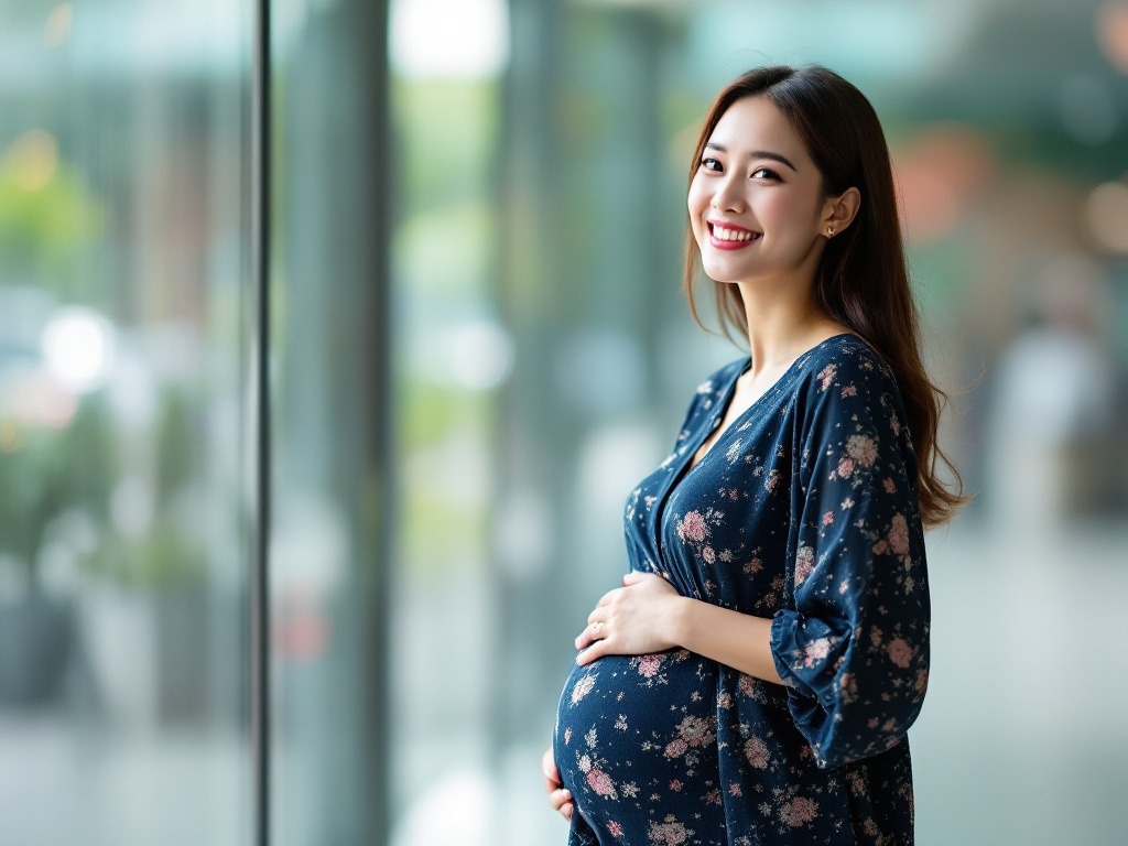 Pregnant Singaporean Woman in happy face