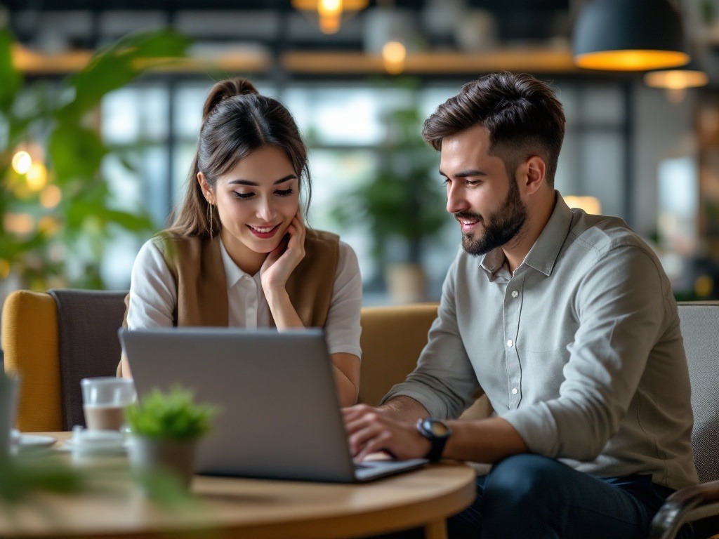 a singaporean HR officer discuss with an employee to manage backdated pay using software in a laptop