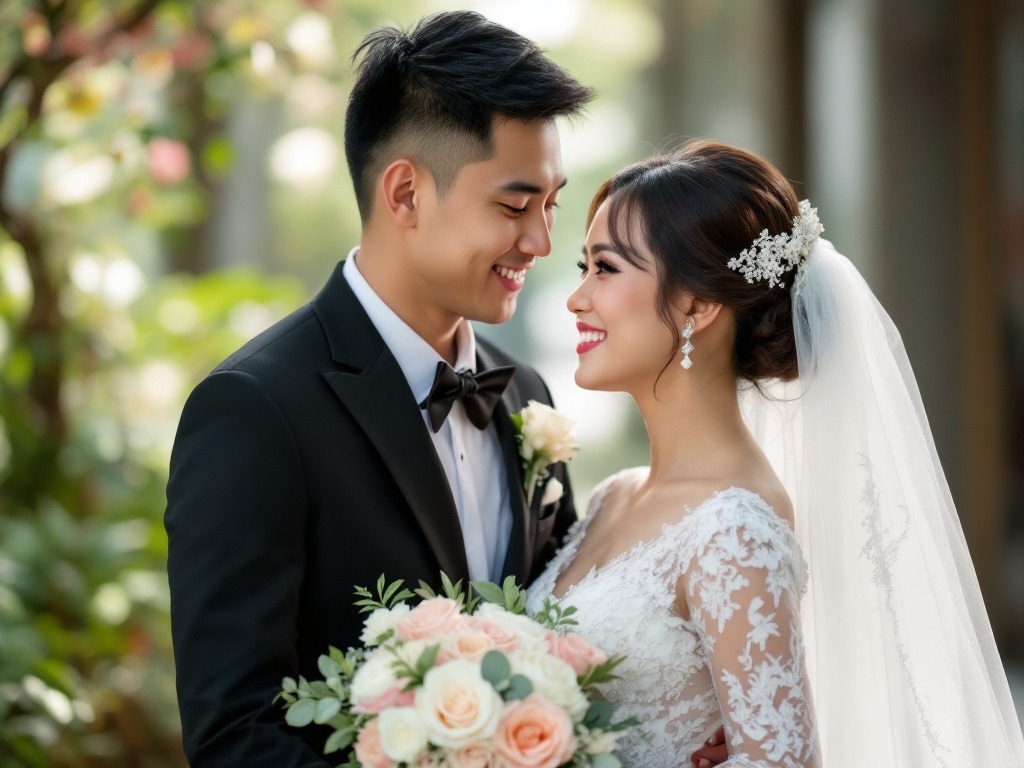 Singaporean couple during their wedding day