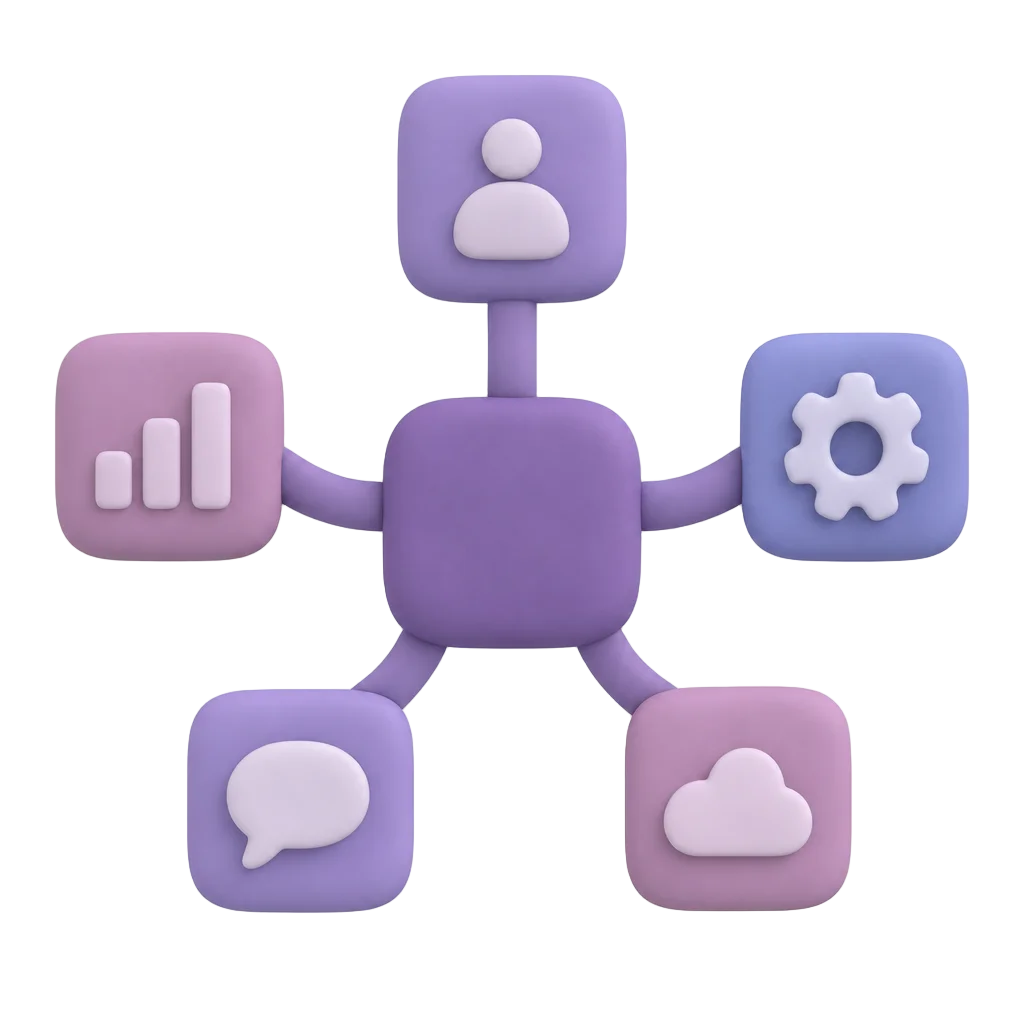 Clay icon representing many apps connected into one integration hub