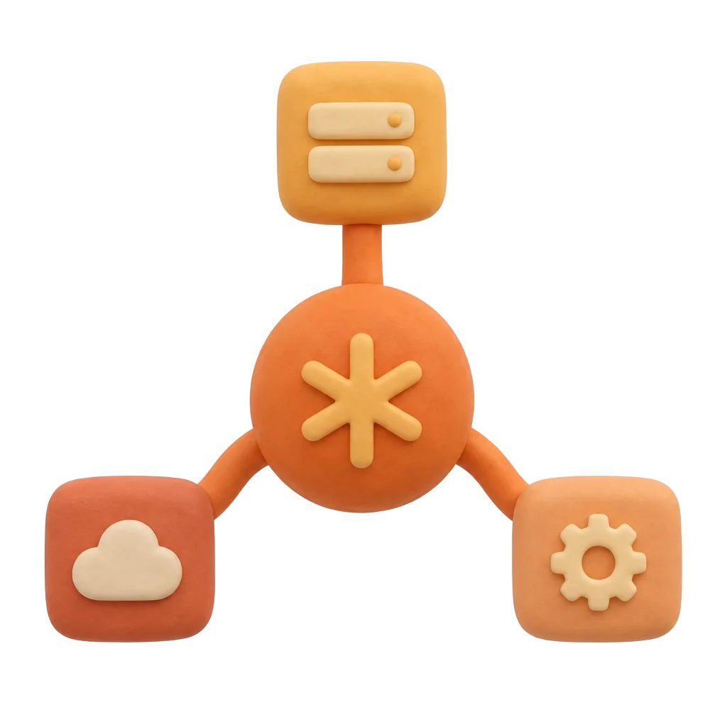 Clay icon representing AI orchestration acting across systems