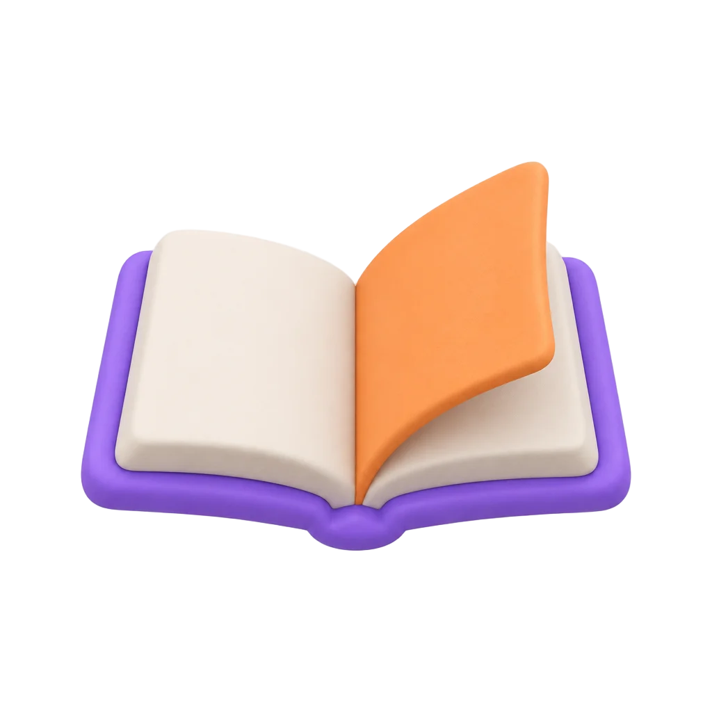 Matte clay icon of an open book