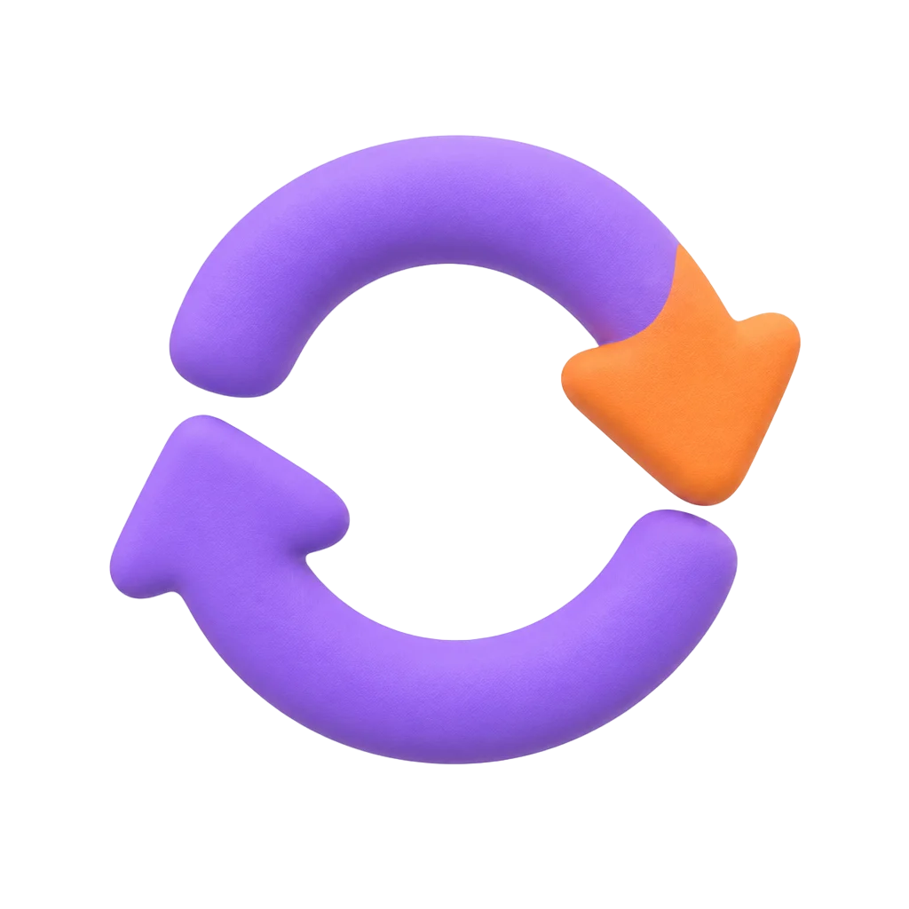 Matte clay icon of a refresh loop