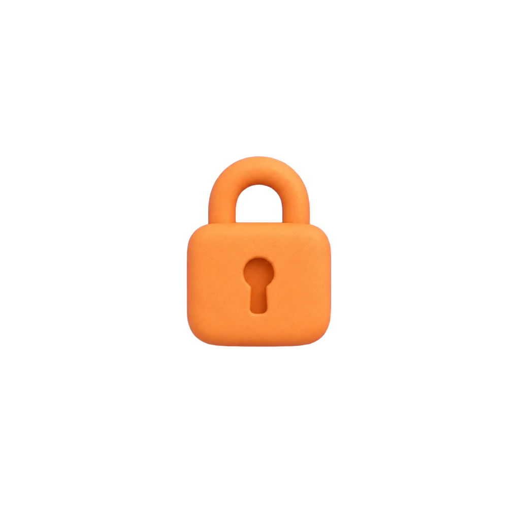 Matte clay icon of a shield with padlock
