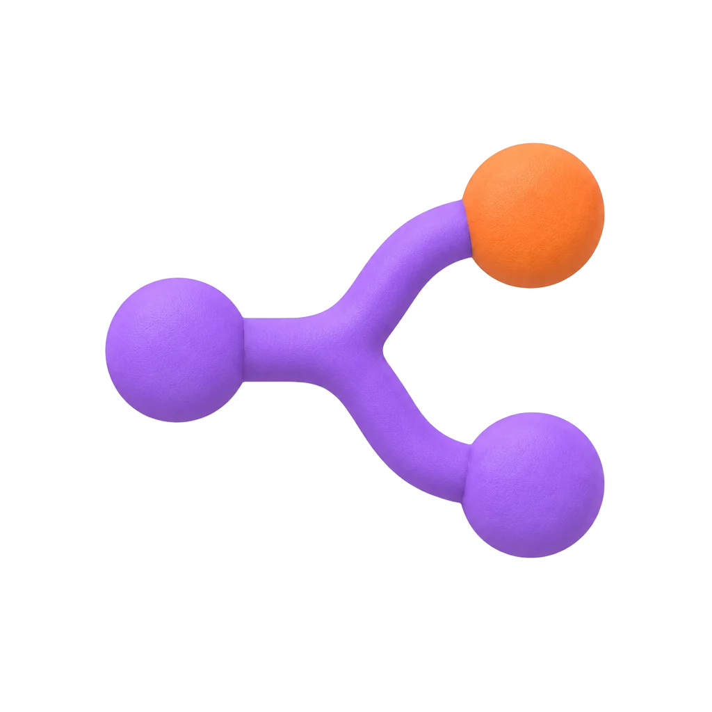 Matte clay icon of a workflow branch